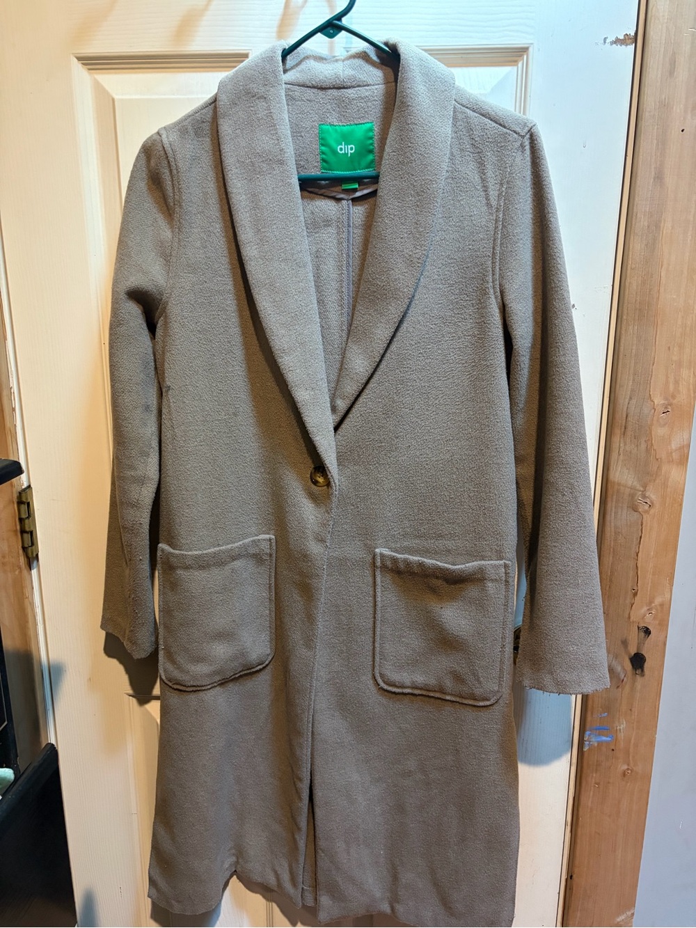 dip Taupe Shawl-Collar Trench Coat